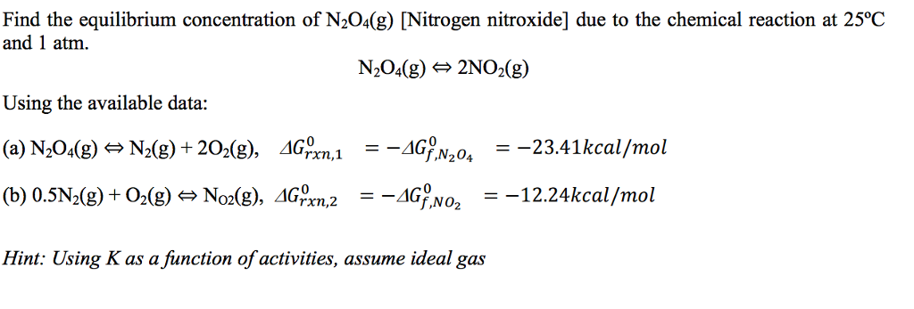 Solved Find the equilibrium concentration of N_2O_4(g) | Chegg.com