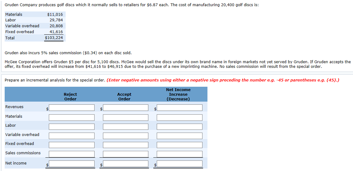Solved Gruden Company produces golf discs which it normally | Chegg.com