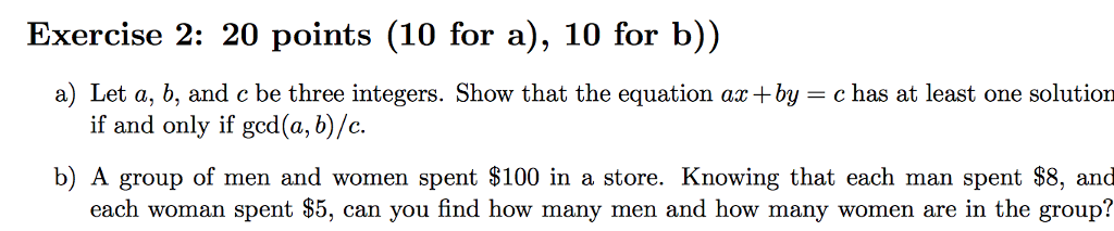 Solved Exercise 2: 20 Points (10 For A), 10 For B A) Let A, | Chegg.com