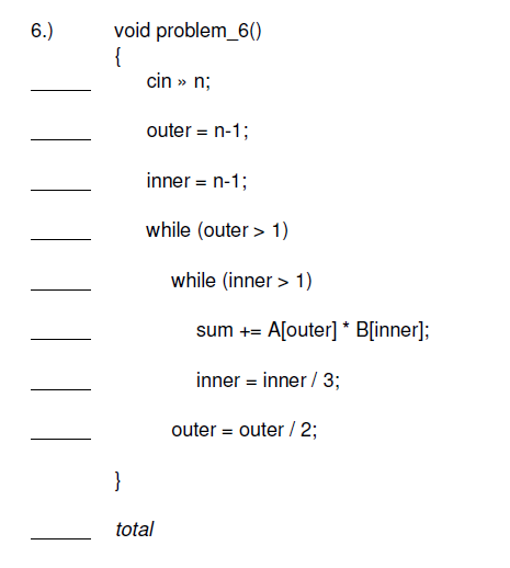 Solved Provide a "big oh" run-time analysis for each of the | Chegg.com