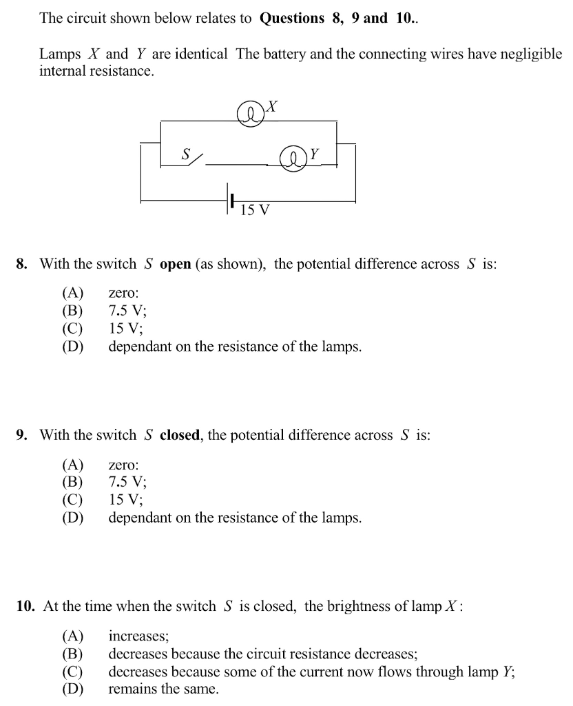 Solved The Circuit Shown Below Relates To Questions 8 9 And Chegg