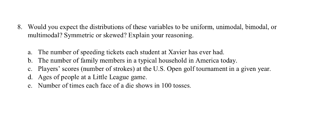 Solved Would you expect the distributions of these variables | Chegg.com