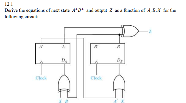 Solved 12.1 Derive the equations of next state A B+ and | Chegg.com