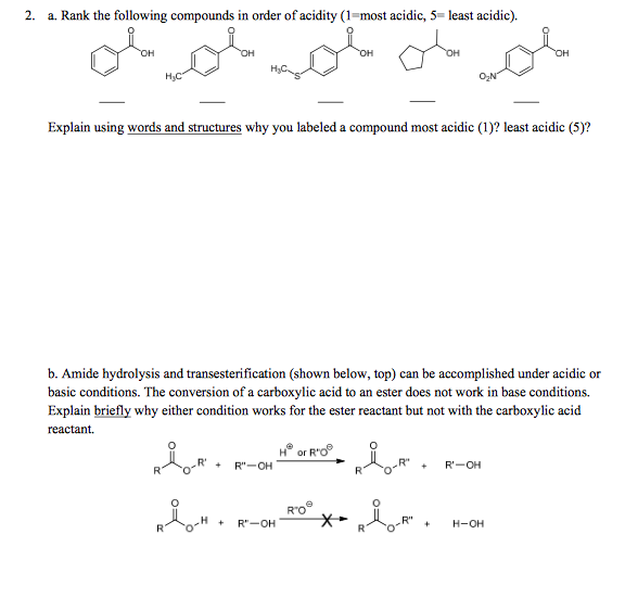 Solved Rank the following compounds in order of acidity (1