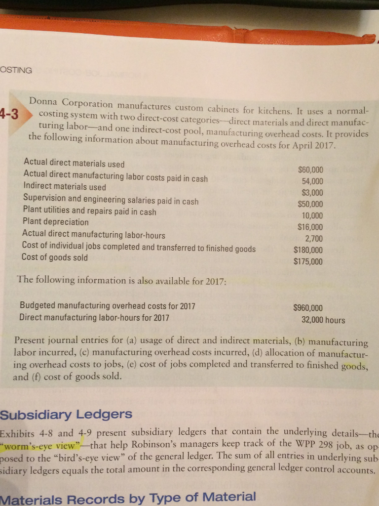 Solved OSTING Donna Corporation manufactures custom