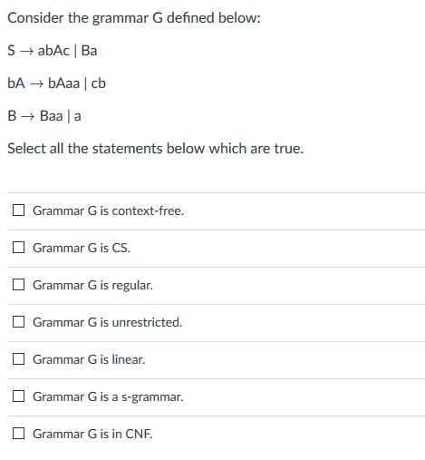 Solved Consider The Grammar G Defined Below: B→Baa La Select | Chegg.com