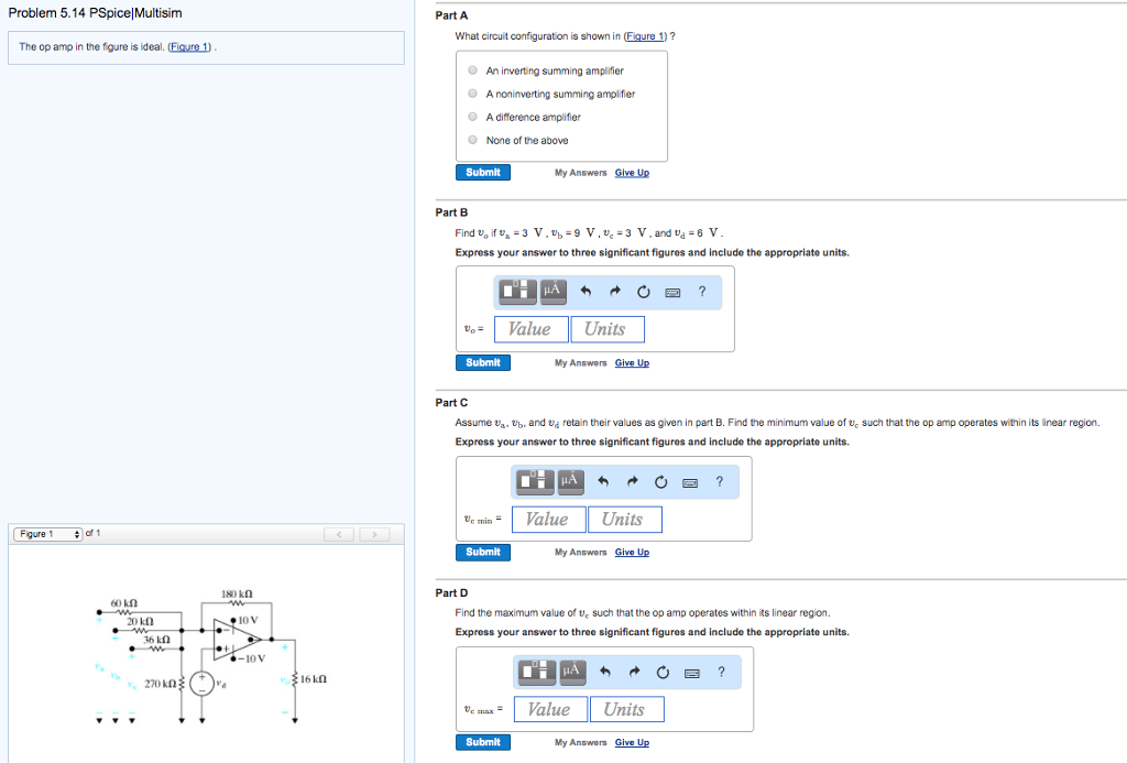 Solved Problem 5.14 PSpice|Multisim The op amp in the | Chegg.com