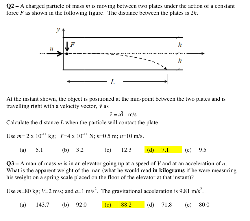 Solved A charged particle of mass m is moving between two | Chegg.com