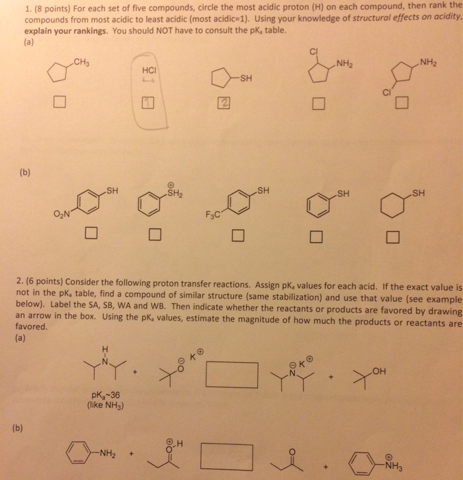 Solved For each set of five compounds, circle the most | Chegg.com