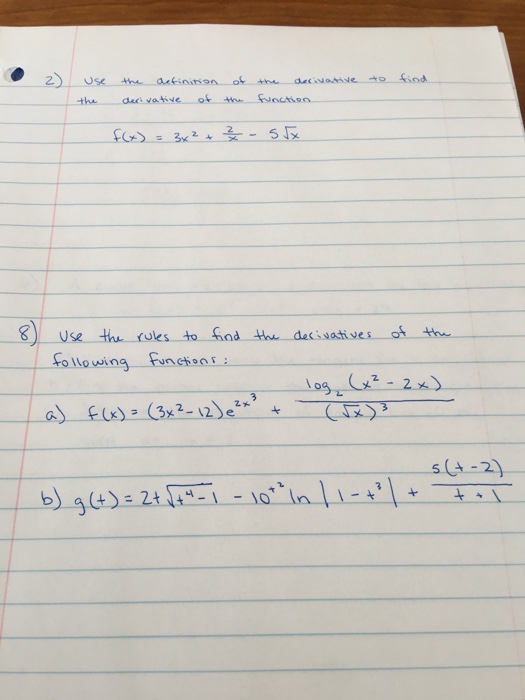 Solved Use the definition of the derivative to find the | Chegg.com