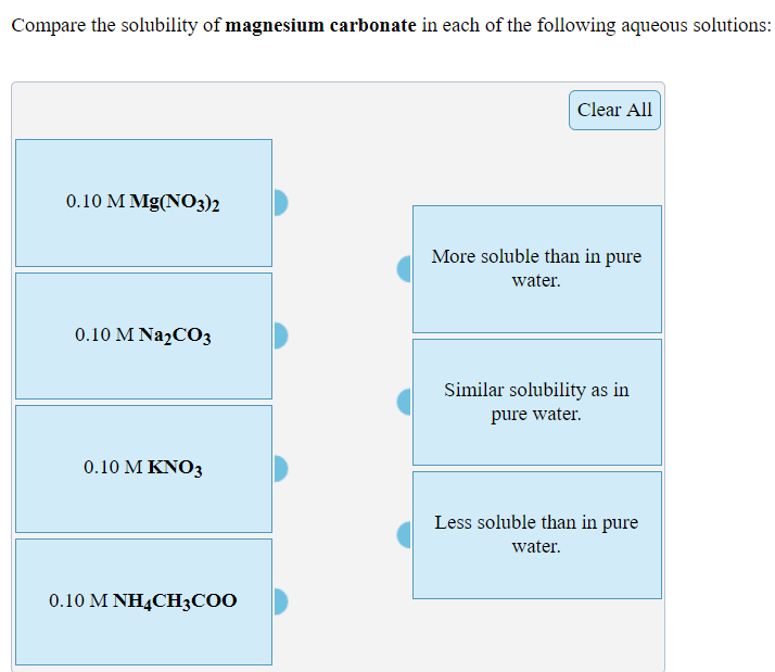 Solved Compare the solubility of magnesium carbonate in each