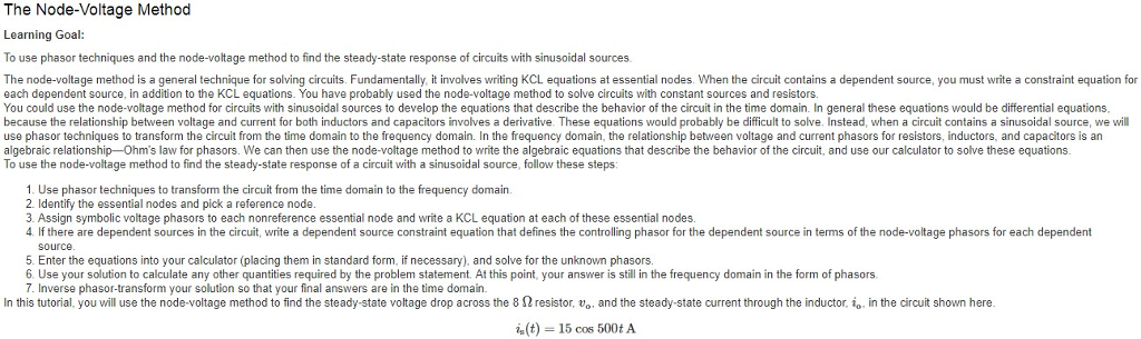 Solved The Node-Voltage Method Learning Goal To use phasor | Chegg.com