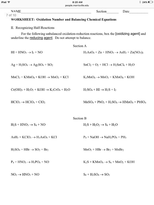 Oxidation Reduction Worksheet Answers - Nidecmege