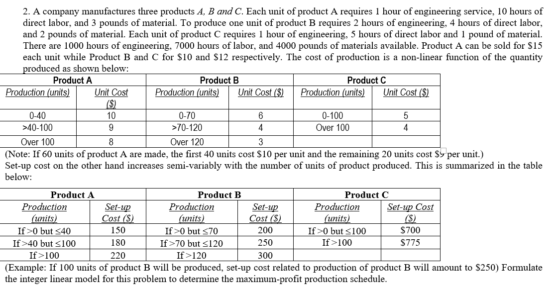 Solved I Just Need The Integer Linear Programming Model For Chegg Solved I Just Need The Integer Linear Programming Model For Chegg