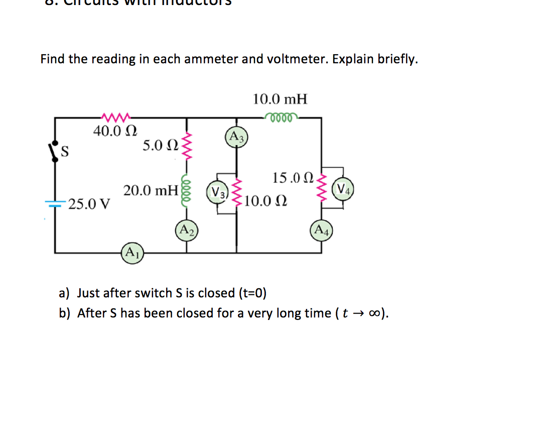 Solved Find the reading in each ammeter and voltmeter.