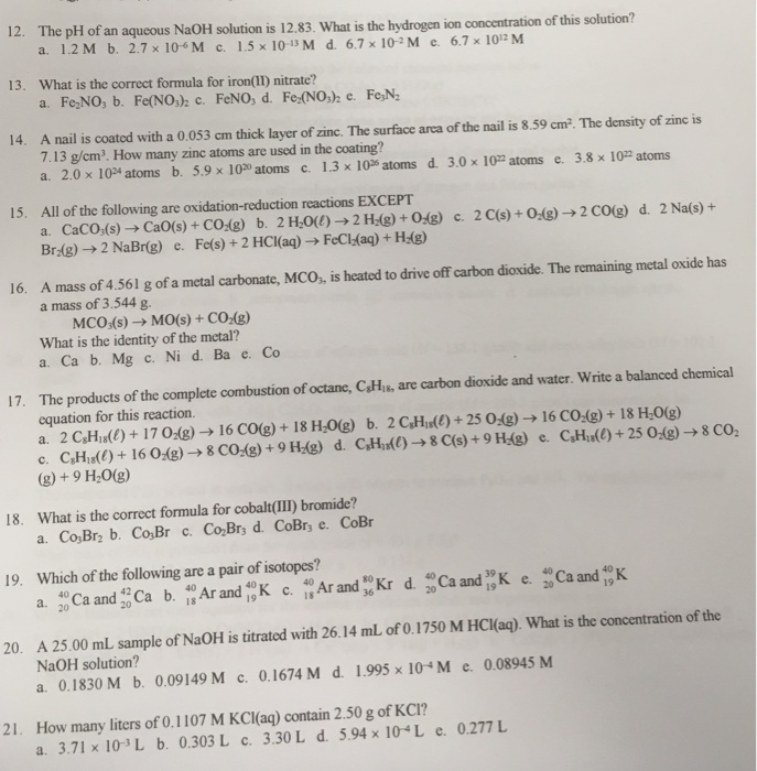 Solved The pH of an aqueous NaOH solution is 12.83 What is | Chegg.com