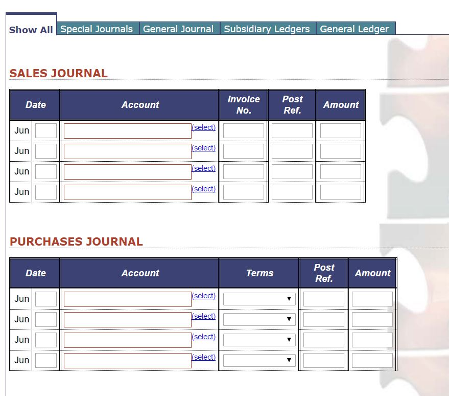 Show A Special Journals General Journal Subsidiary