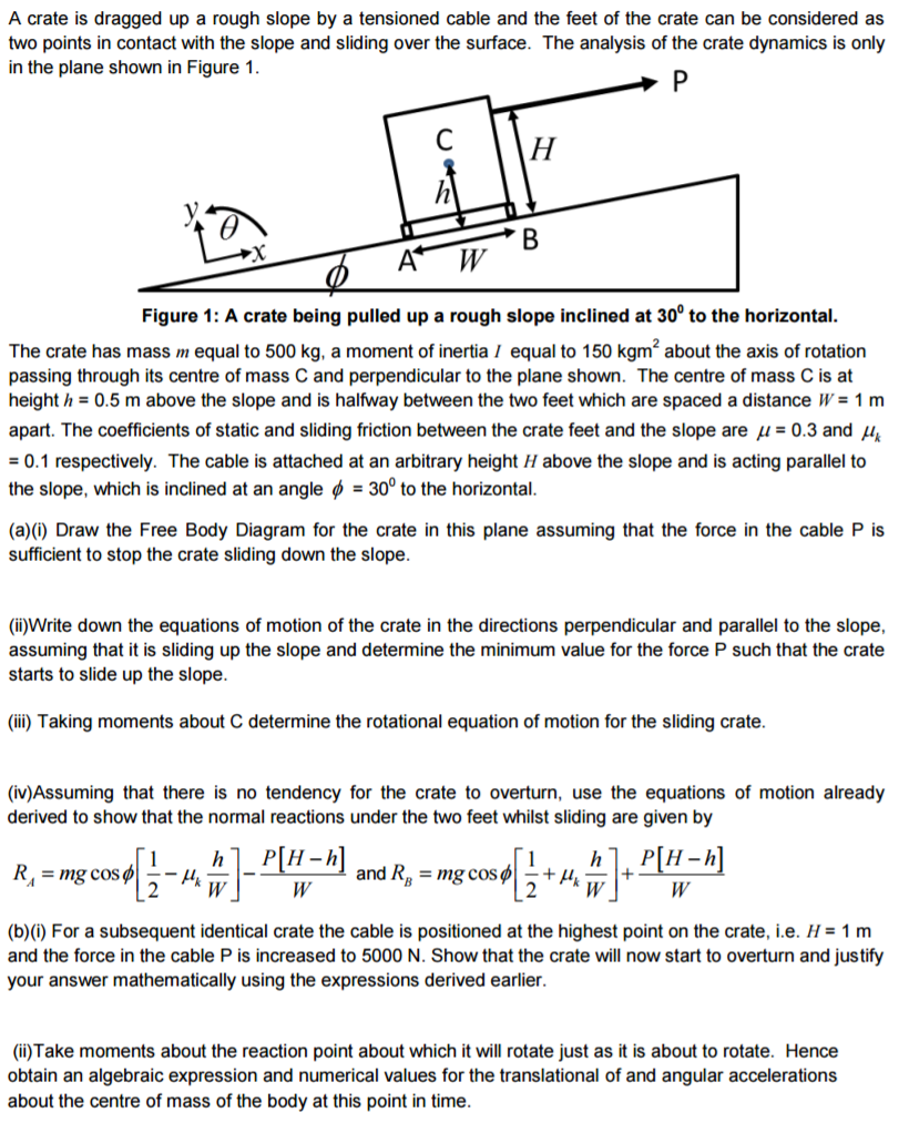 solved-a-crate-is-dragged-up-a-rough-slope-by-a-tensioned-chegg