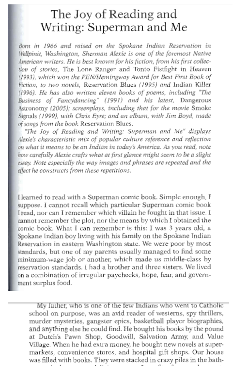 Solved The Joy of Reading and Writing Superman and Me Bom