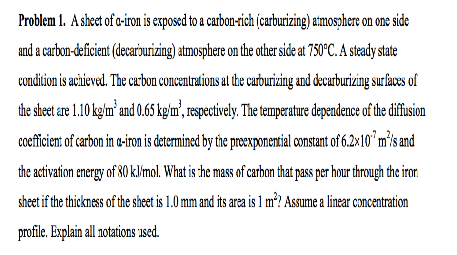 Problem 1. A sheet of a-iron is exposed to a | Chegg.com