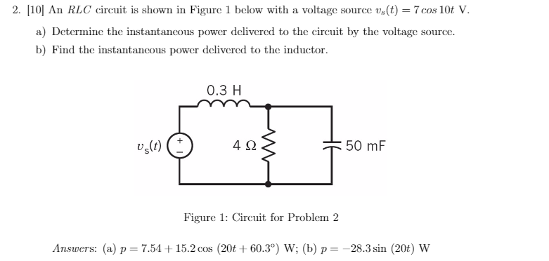 Solved |10| An RLC circuit is shown in Figure 1 below with a | Chegg.com