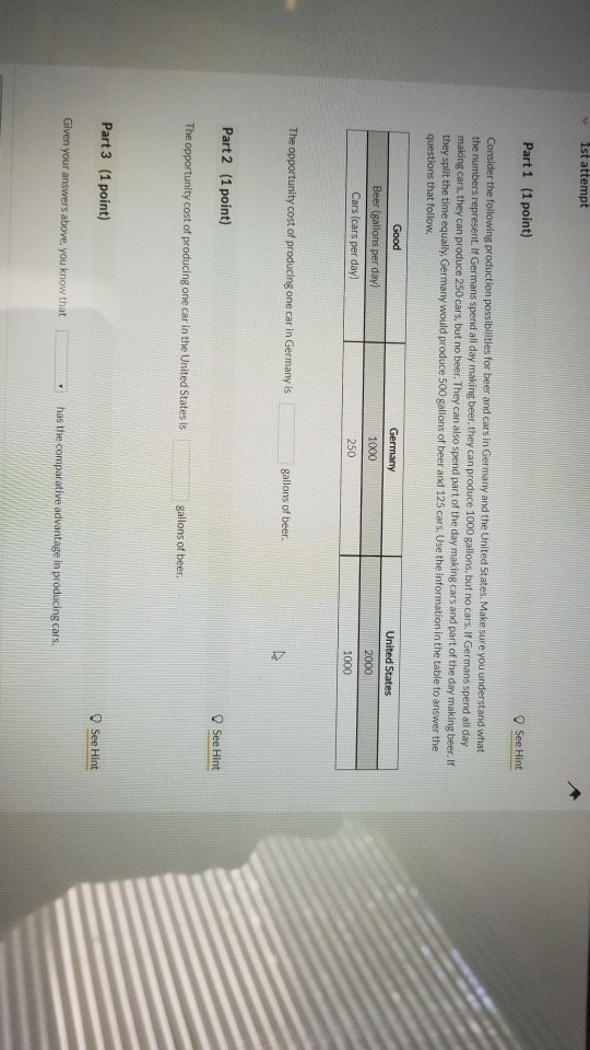 Solved v 1st attempt Part 1 (1 point) O See Hint Consider | Chegg.com