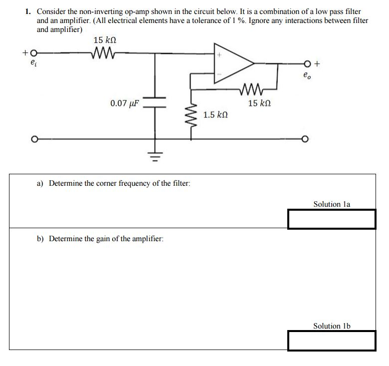 Solved 1. Consider the non-inverting op-amp shown in the | Chegg.com