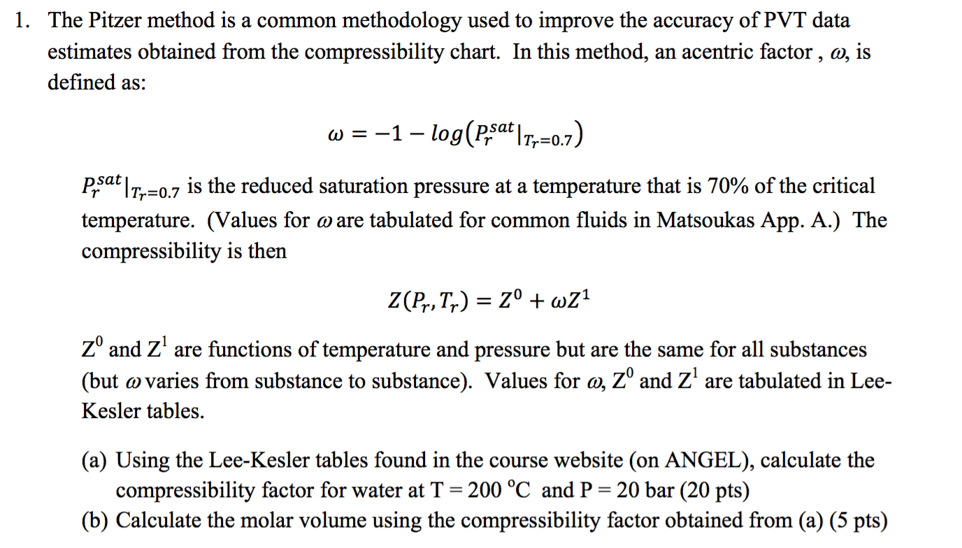 Solved The Pitzer Method Is A Common Methodology Used To 