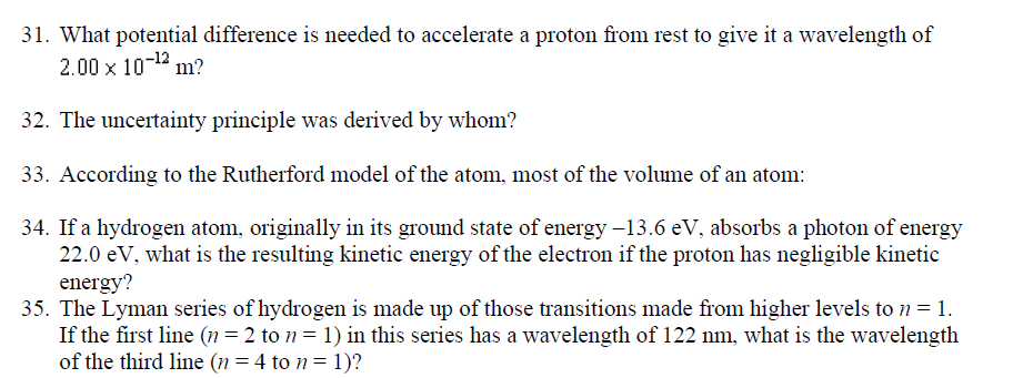 Solved 31. What potential difference is needed to accelerate | Chegg.com