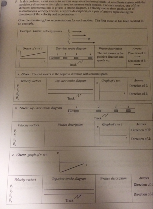 5. In this problem, a cart moves in various ways on a