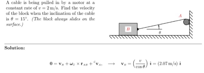 Solved A cable is being pulled in by a motor ata constant | Chegg.com