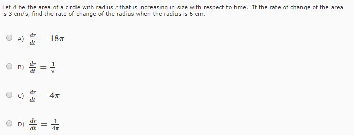 Solved Let A be the area of a circle with radius r that is | Chegg.com