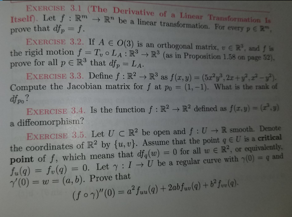 Solved 3.1 (The Derivative of a Linear Transformation Is | Chegg.com