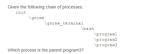 Solved Given the following chain of processes, init gnome | Chegg.com
