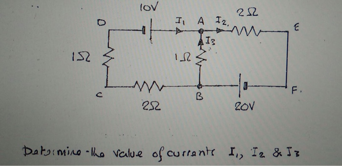 Solved Determine the value of currents I_1, I_2 & I_3 | Chegg.com