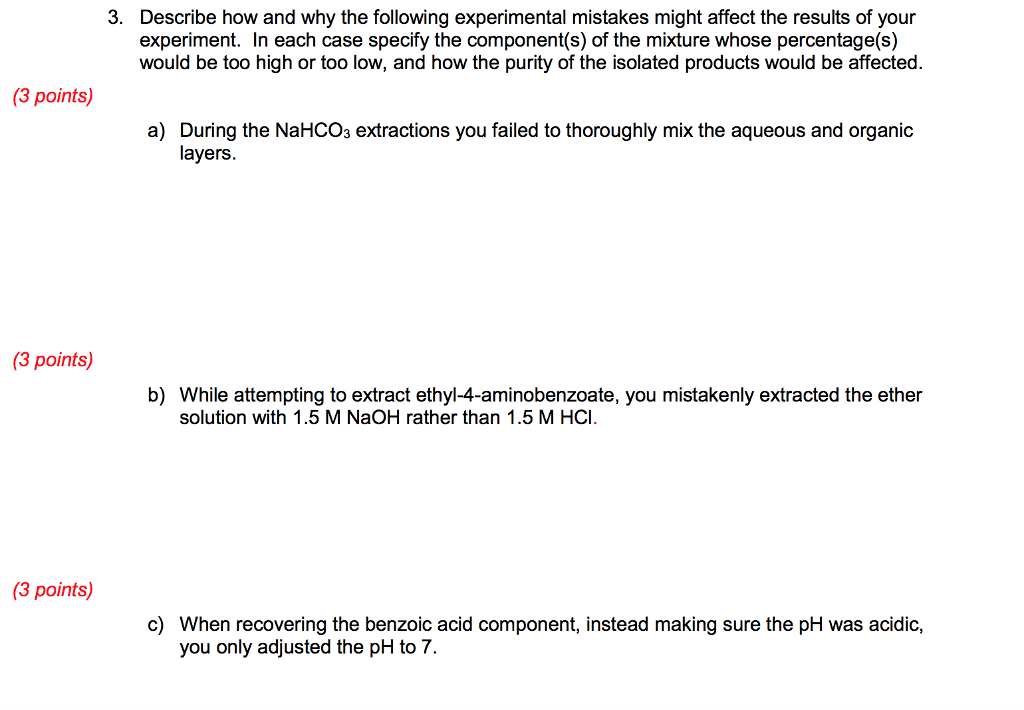 Solved Describe how and why the following experimental  Chegg.com