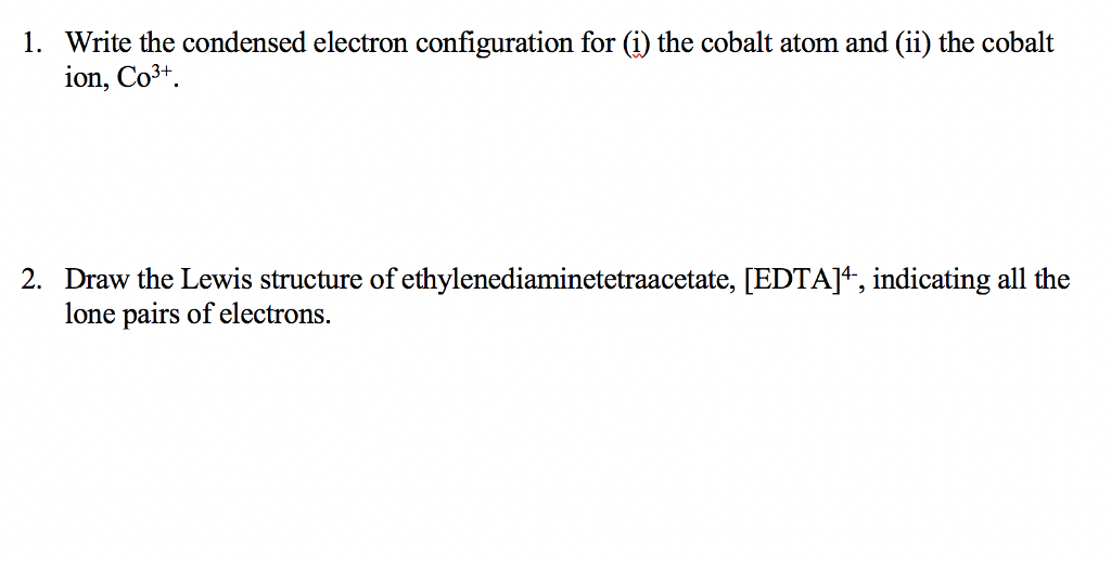 electron configuration of cobalt unabbreviated