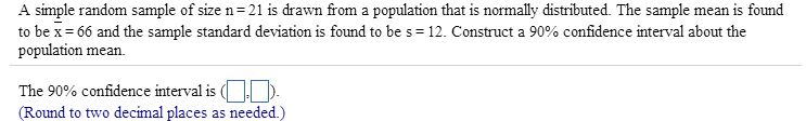 Solved A simple random sample of size n = 21 is drawn from a | Chegg.com