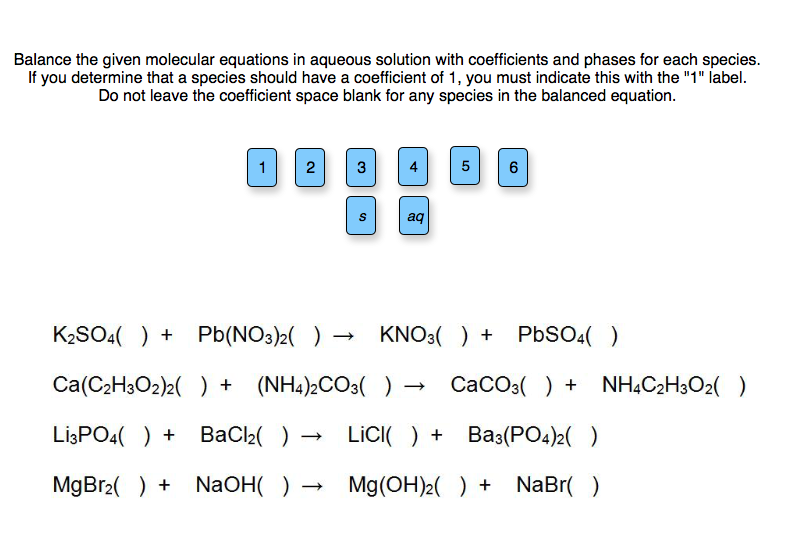 Solved Balance the given molecular equations in aqueous | Chegg.com