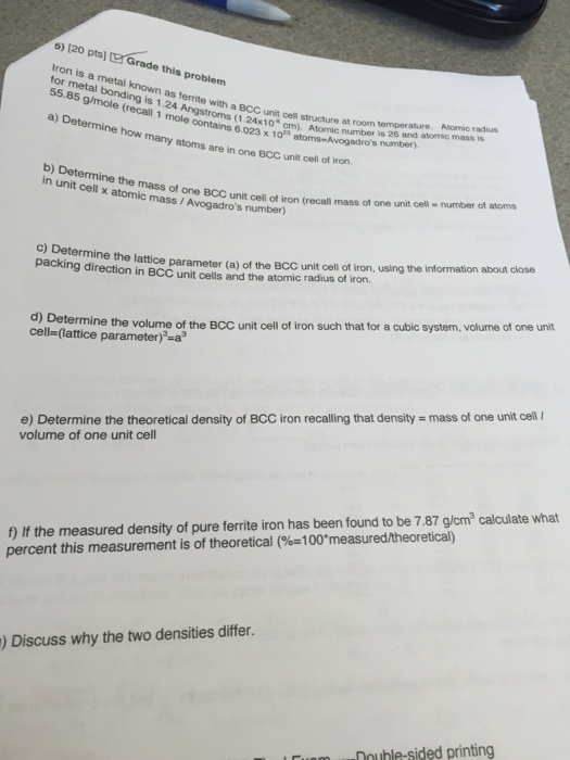 Solved Iron is a metal known as ferrite with a BCC unit cell | Chegg.com