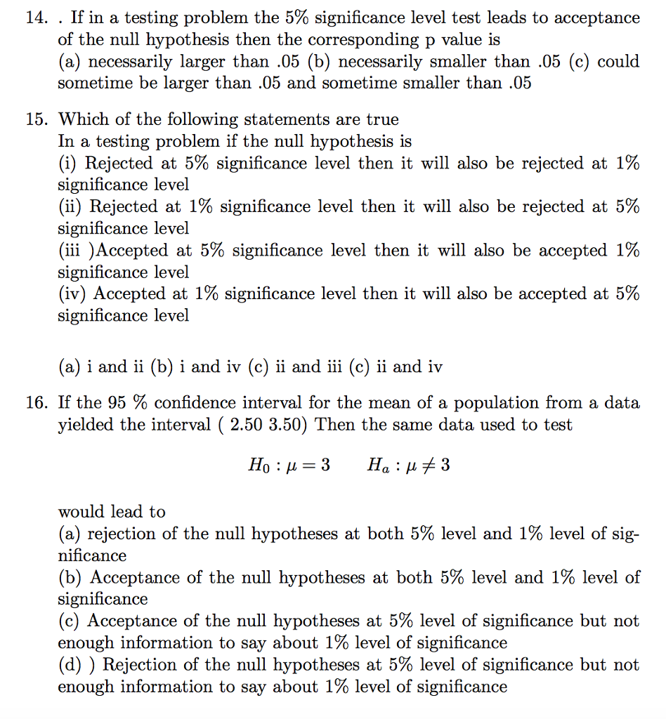 hypothesis testing at 5 significance level