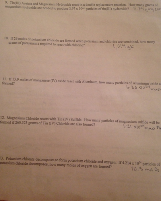 Solved Tin(III) Acetate and Magnesium Hydroxide react in a
