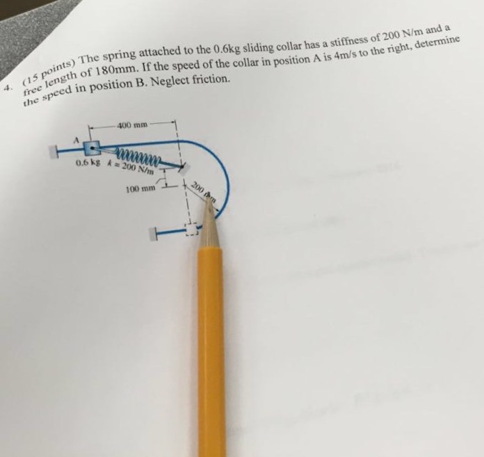 Solved 1s) The spring attached to the 0.6kg sliding collar | Chegg.com