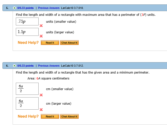 Solved Find the length and width of a rectangle with maximum | Chegg.com