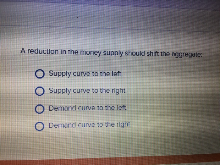 Solved A reduction in the money supply should shift the | Chegg.com
