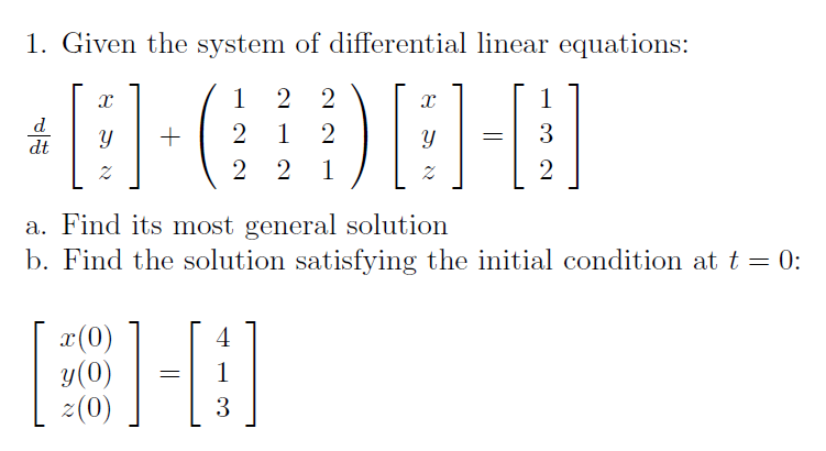 find the general solution of the given system of linear differential equations