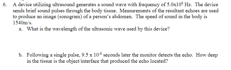 Solved A device utilizing ultrasound generates a sound wave | Chegg.com