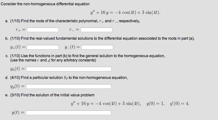 Solved Consider The Non Homogeneous Differential Equation 5958