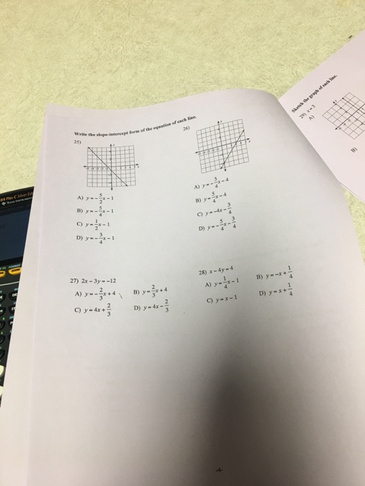 write the slope intercept form of the equation 4x y 1