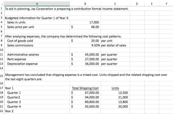 Solved 1 To aid in planning, Jay Corporation is preparinga | Chegg.com